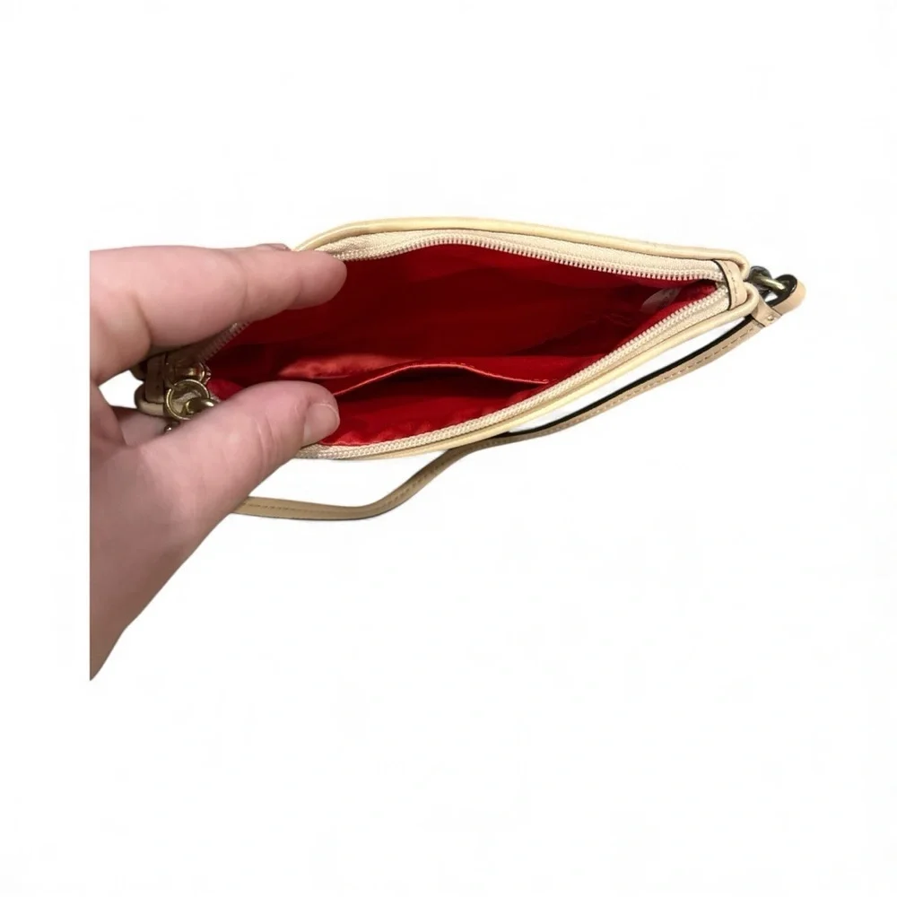 Coach Brown Wristlet with Red Stripe